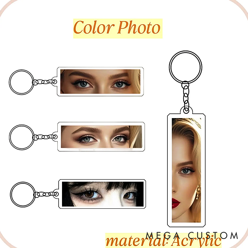 Personalized Human Eyes Keychain Engraved Your Eyes Photo keychian for Him or Her I with You keyring Birthday Gift for Boyfriend Lover