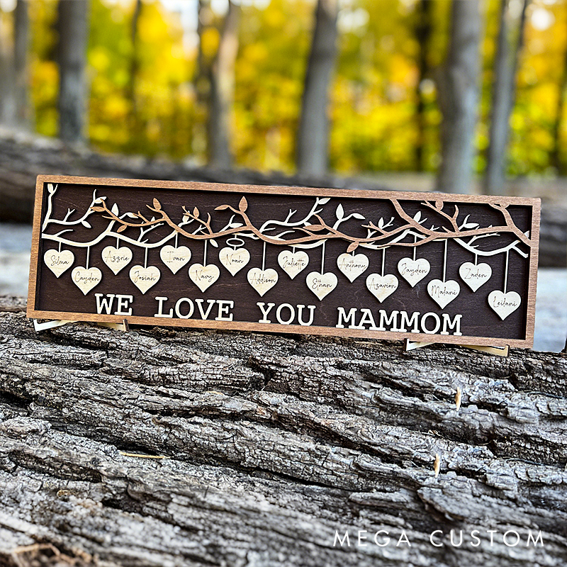 Family Tree Hanging Heart 3D Wall Hanging Decoration or Gift with Stand Perfect for Mothers Day Fathers Day