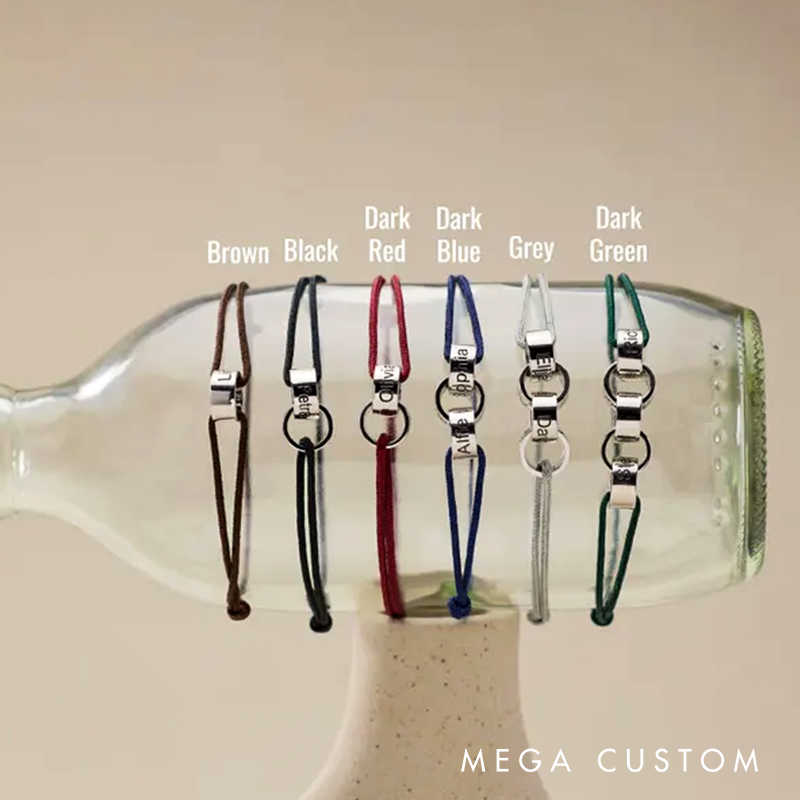 Personalised Mens Interlocking Bracelet Custom Family Name Bracelet for Men Dad Bracelet Adjustable Bracelet Christmas Gift for Him