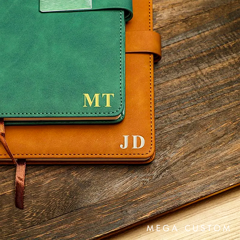 Personalized Leather Notebook Custom Leather Journal Set Personalised A5 Vegan Leather Notebook Initial Notebook Gifts Personalized journal