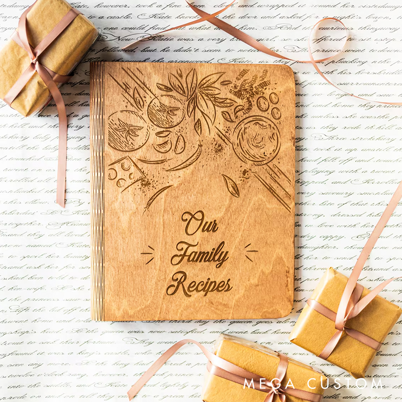 Personalized Gifts for Her Recipe Book Wooden Binder Mom Christmas Gifts Custom Cookbook Mom Birthday Gift Home Kitchen Gift for Women