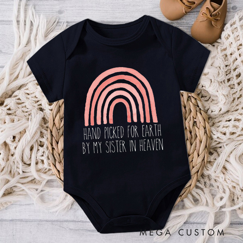 Personalized Handpicked for Earth by My Custom in Heaven Onesie Heaven Sent Onesie Baby Bodysuit Baby Shower Gift Baby Announcement Onesie New Baby