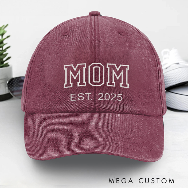 Personalized Mom Embroidered Hat Custom Dad Hat with Est Year Gift for New Mom Dad Vintage Baseball Hat Mother's Day Gift for Mom