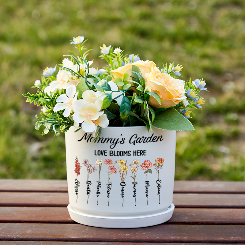 Personalized Gifts for Mom Custom Flower Pot Grandmas Garden Gift for Grandma Birth Flower Mom Gifts from Daughter