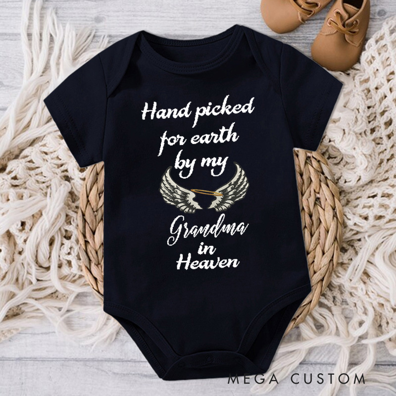 Personalized Handpicked for Earth by My Custom in Heaven Onesie Heaven Sent Onesie Bodysuit Baby Shower Gift Guardian Angel New Baby