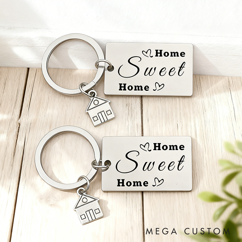Personalized Housewarming Gifts for New Homeowners 2Pcs New Home Keychain Gift Sweet Home Gift for Couple Moving in Keyring Real Estate Gifts from Agent for Client Family Jewelry Gift Realtor Closing Gifts