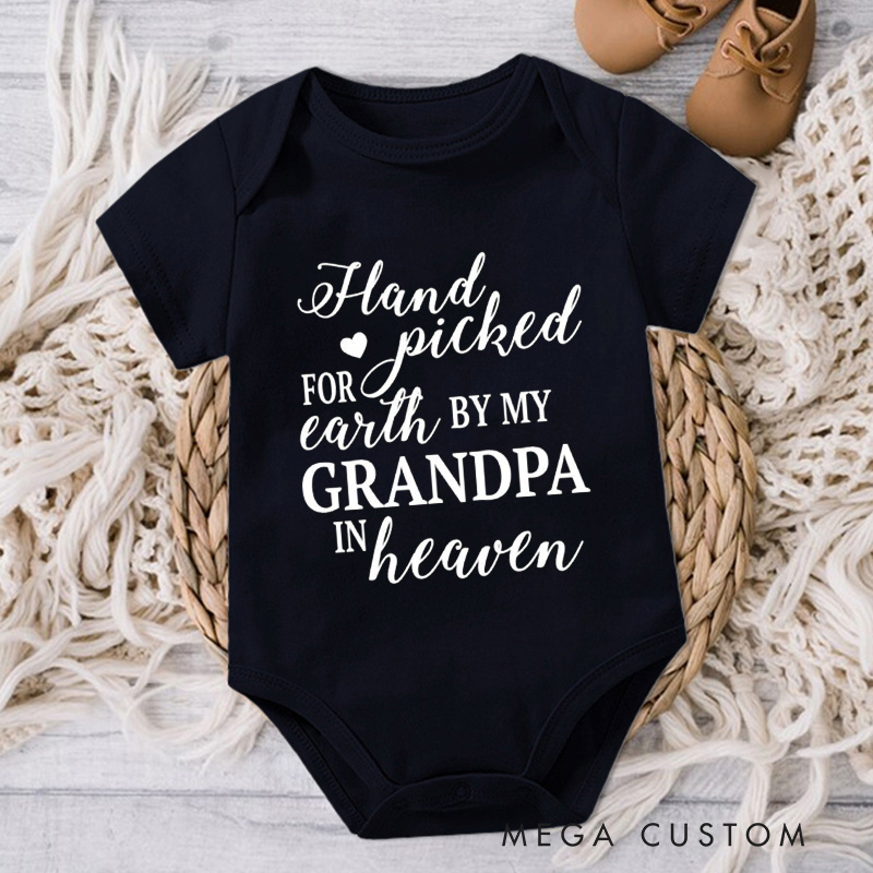 Personalized Handpicked for Earth by My Custom in Heaven Onesie Baby Bodysuit Announcement Onesie Baby Shower Gift Heaven Sent Onesie New Baby Gift