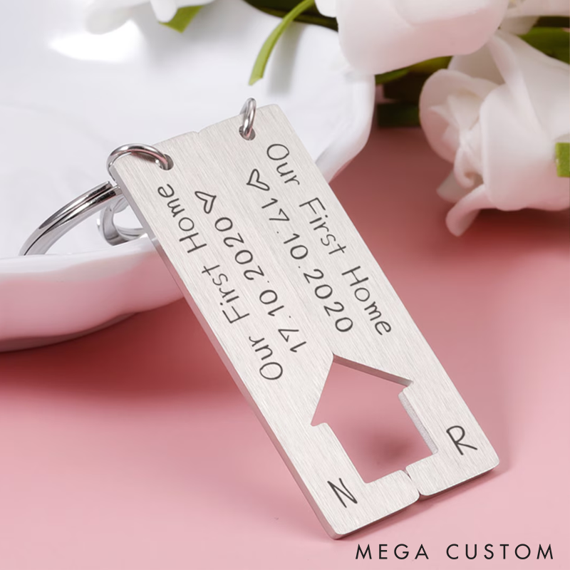 Personalized Puzzle Keychain Custom Couple keyring Our first home Matching Couple Gift Valentines Gifts Anniversary gift For boyfriend