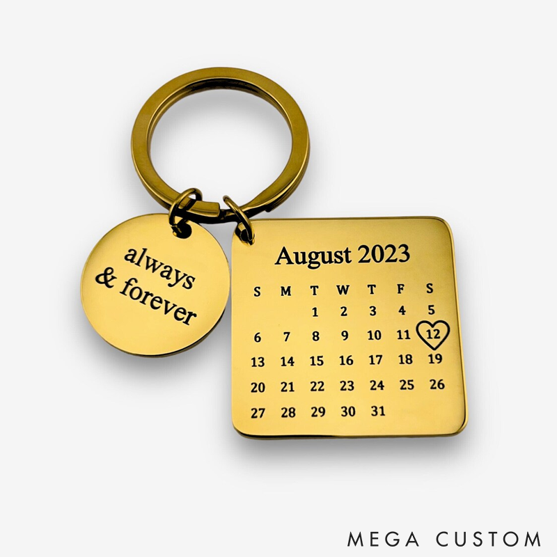 Personalised Calendar keychain Valentine's Keychain Date Keyring Gift Special Date Gift Keyring Gift Anniversary Gift