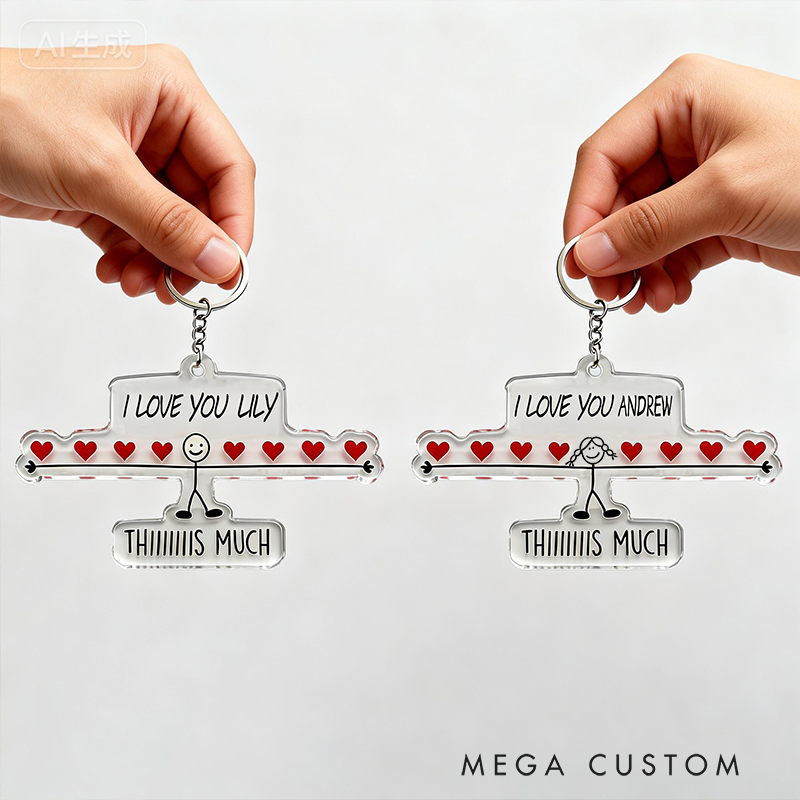 Personalized Shooting Hearts Couple Keychain Custom Text Romantic Holiday Gift for Couples