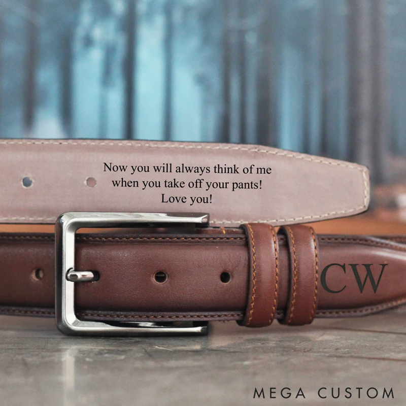 Personalized Leather Belt Custom Handmade Belt Valentine's Day Gift  Engraved Leather Belt Gift for Boyfriend Best Man Gift