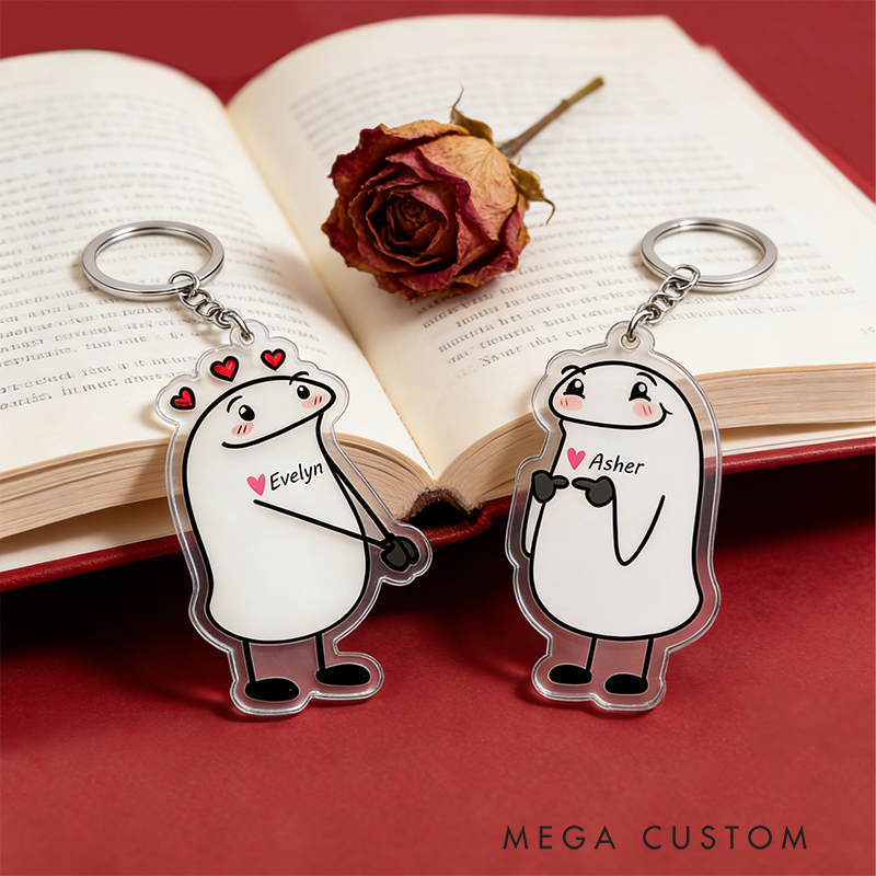 Personalized Sweet Confession Cartoon Keychain Engraved Keychain Playful Gift for Couples Romantic Holiday Gift