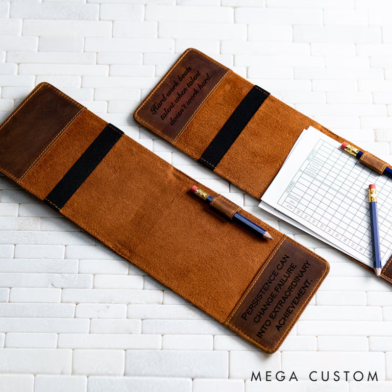 Personalized Golf Scorecard Yardage Book Holder Custom Name Leather Golf Scorecard Holder Golfer Unique Gifts