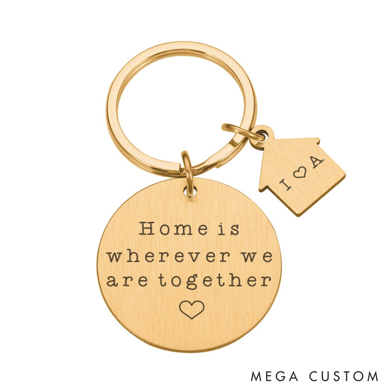 Personal New Home Keychain Custom Stainless Steel Couples Keychain Home Gift Couples Keychains New Homeowners New Home Gift