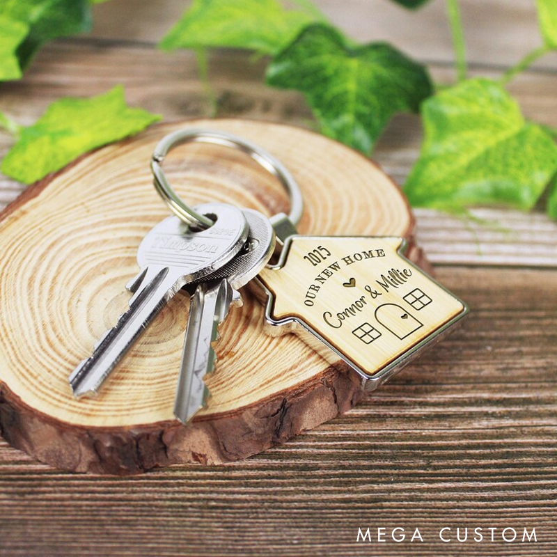 Personalised House Warming Keychain Our New Home Couples Keyring Set of 2 Moving House Gift New Home Key Rings His & Hers Homeowner