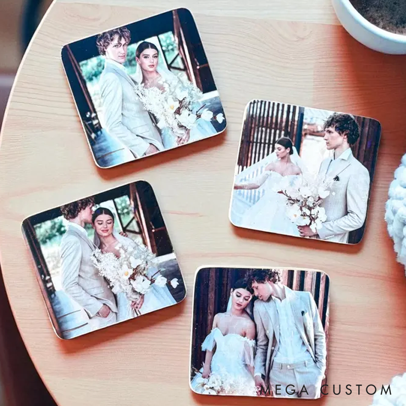 Personalized Photo Coasters Custom Acrylic Drink Coasters Photo Coaster Valentine's Day Gift Birthday Gift Anniversary Gifts