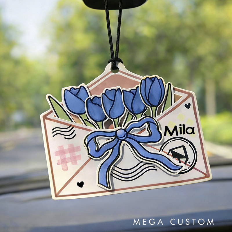 Personalized Blossom Envelope Keychain Engraved Keychain Meaningful Gift for Partners Love Message Holiday Present