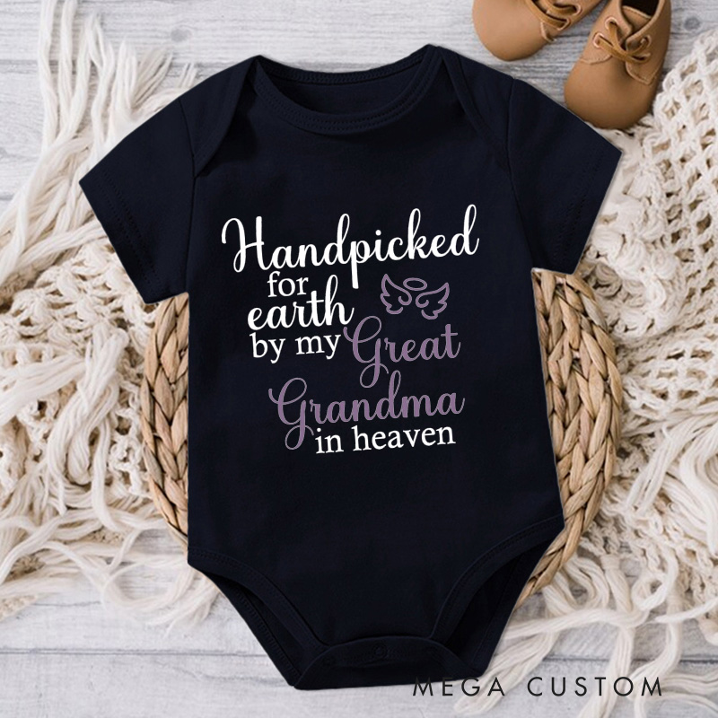 Personalized Onesie Handpicked for Earth by My Custom in Heaven Bodysuit Baby Announcement Onesie Baby Shower Gift Heaven Sent Onesie New Baby Gift
