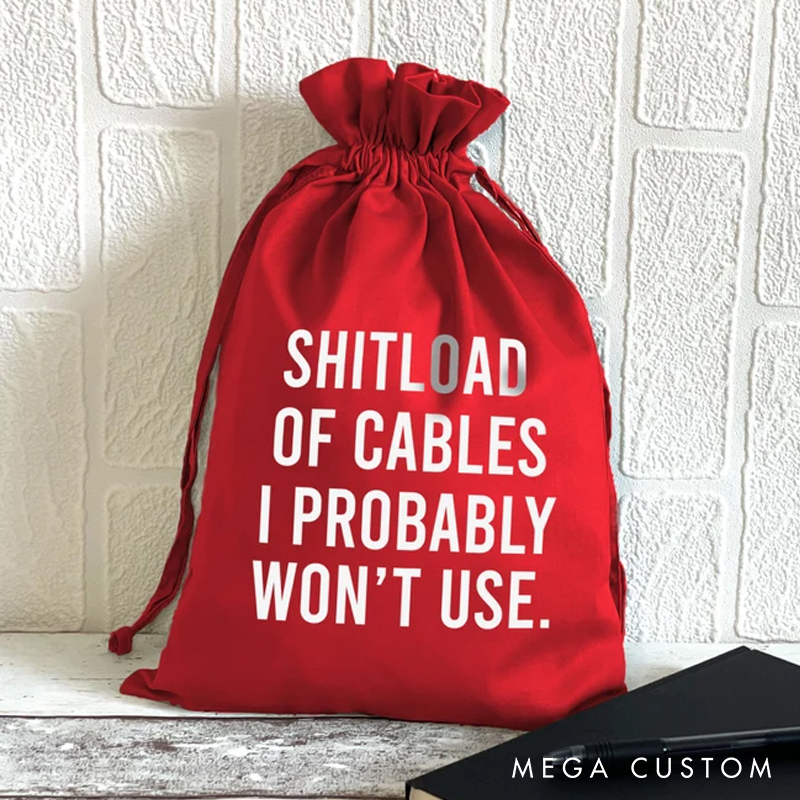 Personalized Cables Drawstring Bag Custom Cable Storage Gift for Him Gift for Dad Men's storage Dad Gift Valentines or Him