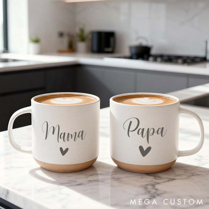 Personalized Engraved Couple Pottery Mug Valentine's Day Gift for Couple Him Her Custom Wedding Mugs Anniversary Gift for Husband  Wife