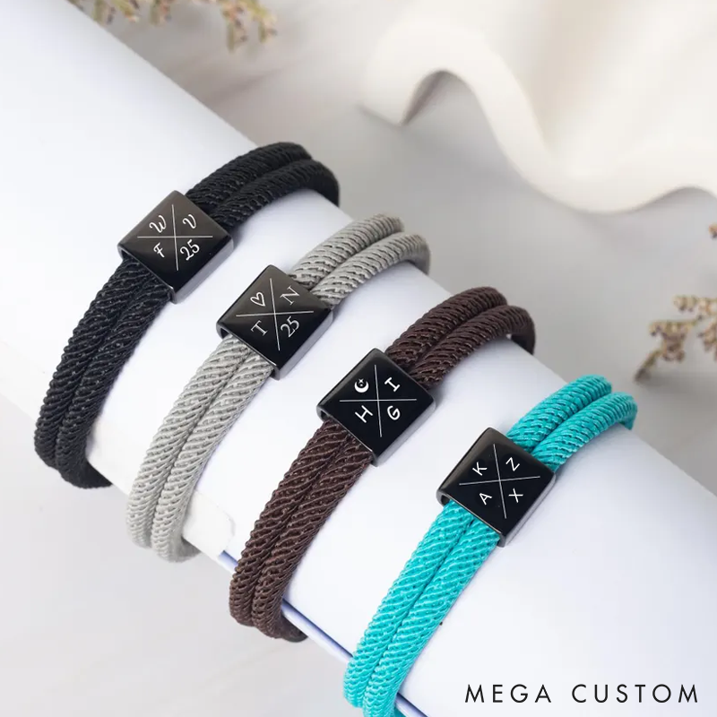 Personalized Bracelet for Him Adjustable Sliding Knot Bracelet Gift For Boyfriend Husband Anniversary Gift Couple Gift 