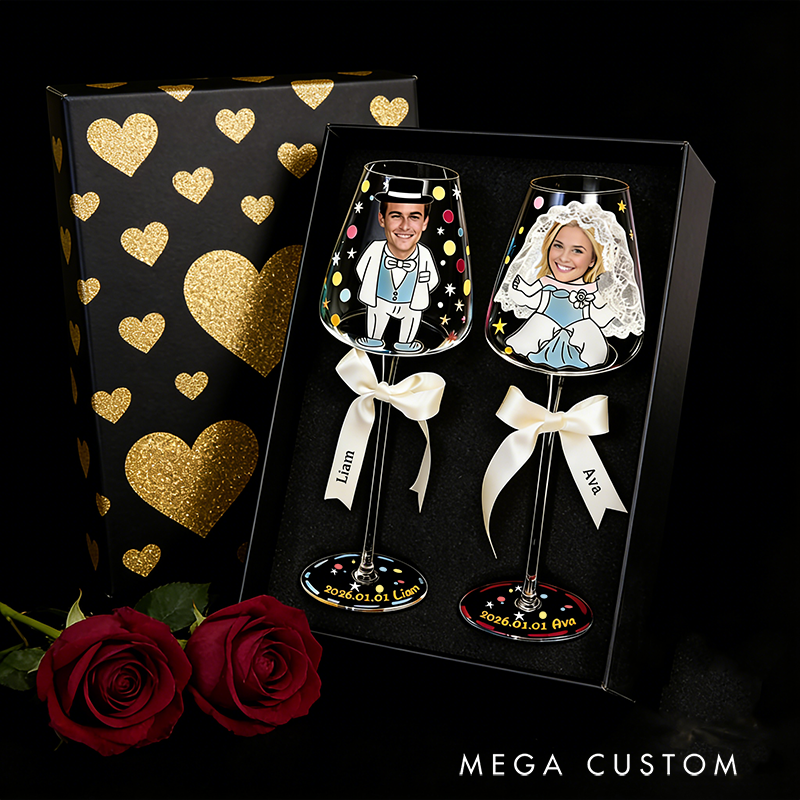 Personalized Joyful Moments Wine Glass Laser Engraved Custom Photo & Text Gift for Lovers Valentine's Keepsake