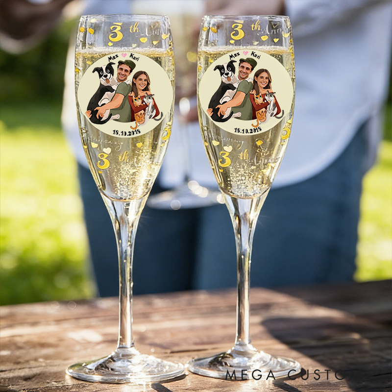 Personalized Sweet Moments Champagne Flute Laser Engraved Custom Photo & Text Gift for Couples Valentine's Present