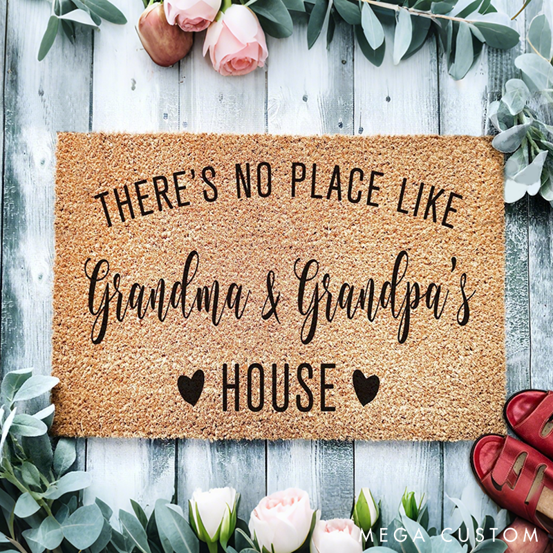 Personalized Gift for Grandparents Custom Grandparent Doormat Gift for Mom There's No Place Like Grandma and Grandpa's House