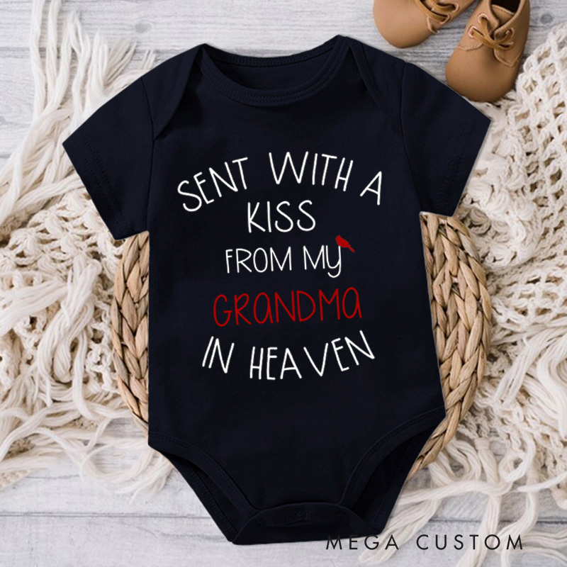 Personalized Sent with A Kiss from My Custom Name in Heaven Baby Bodysuit Newborn Onesie Baby Shower Gift Announcement Onesie Heaven Sent New Baby
