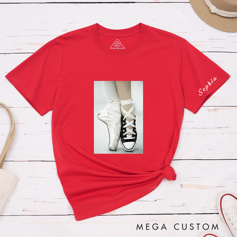 Personalized Ballet and Sneakers Classic T-Shirts Unique Custom Name Gift for Dancers and Dance Lovers Fashionable Casual Tee for Ballet Enthusiasts