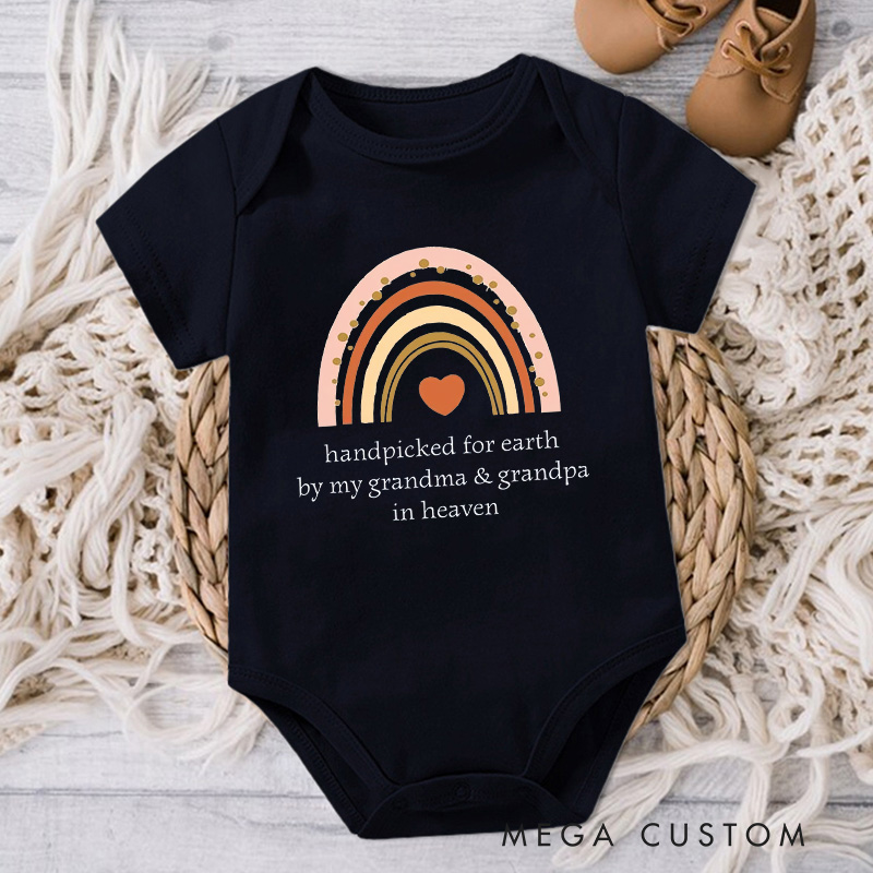 Personalized Onesie Handpicked for Earth by My Grandma and Grandpa in Heaven Custom Bodysuit Heaven Sent Onesie Baby Announcement Baby Shower Gifts