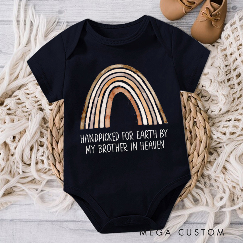 Personalized in Heaven Baby Onesie Handpicked For Earth by My Custom in Heaven Bodysuit Memorial Baby Announcement Heaven Sent Baby Shower Gift