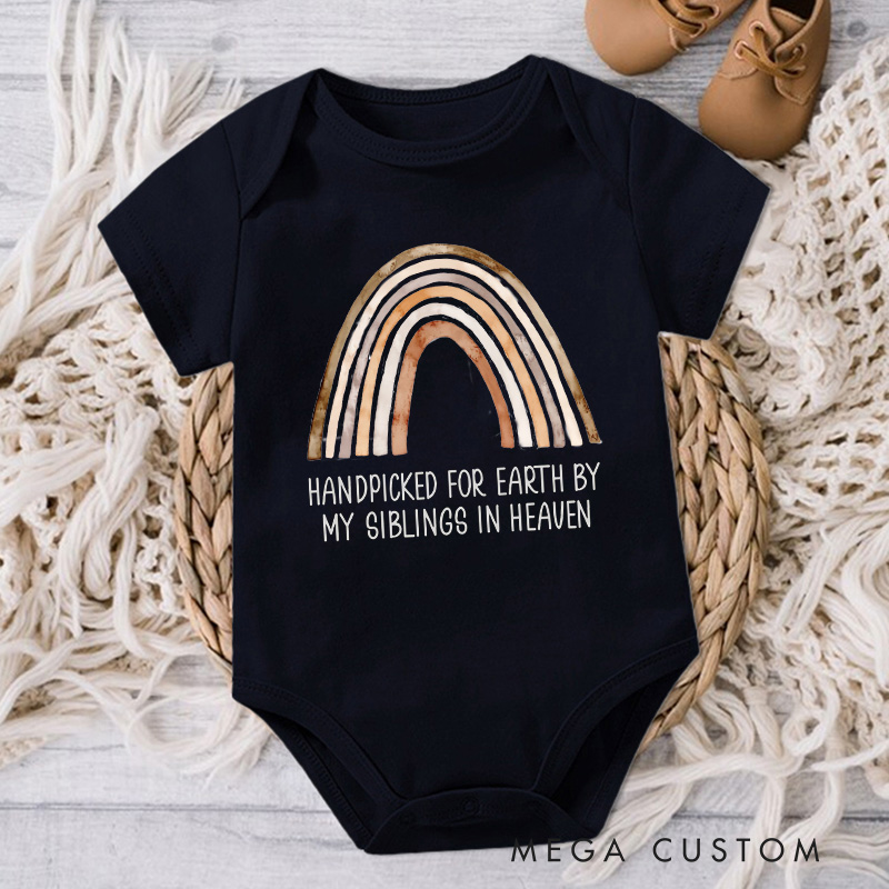 Personalized in Heaven Baby Onesie Handpicked For Earth by My Custom in Heaven Bodysuit Baby Memorial Announcement Onesie Heaven Sent Baby Shower Gift