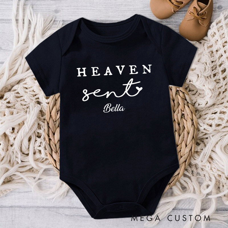 Personalized Heaven Sent Baby Onesie with Name Gender Neutral Baby Gift Pregnancy Annoucement New Baby Gift Baby Shower Gif in Memory of Loved One