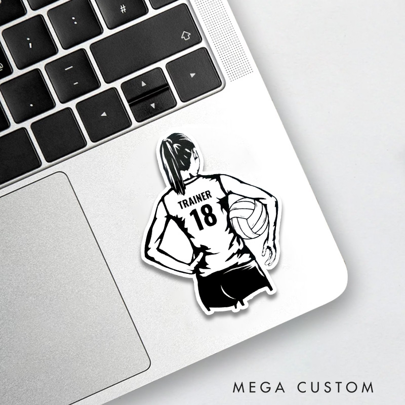 Personalized Volleyball Player Decal Sticker with Custom Player Name and Number on the back
