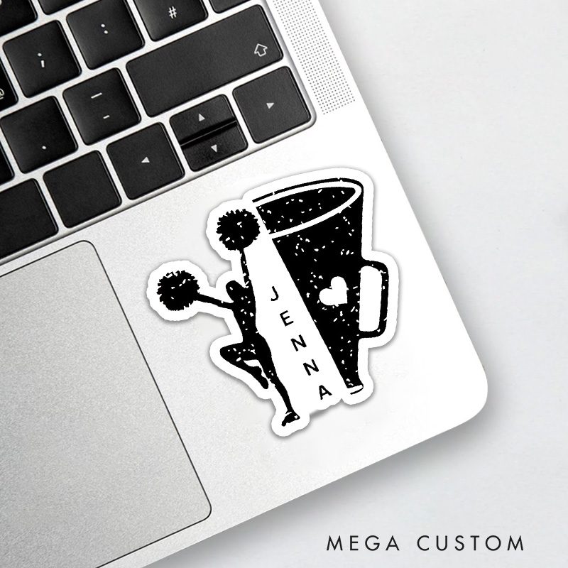 Personalized Sport Cheerleader Team Spirit Sticker, Customize with Player Name for Cheer Gift