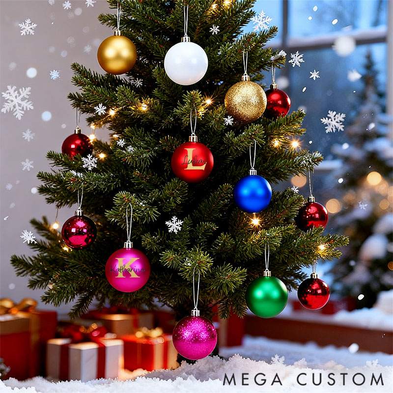 Personalized Stylishly Personalized Christmas Bauble with Initial letter for Family