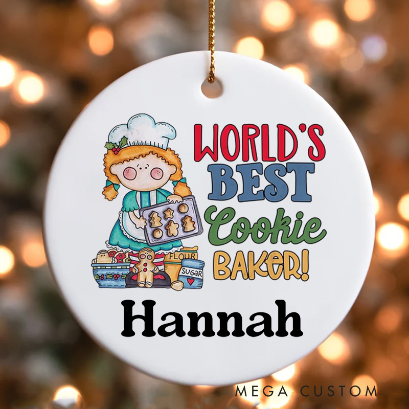 Personalized World's Best Cookie Baker Christmas Ornament Girl's Baking Ornament with Name Xmas Tree Decor Baker 2025 Christmas Gift Baking Lover Gift