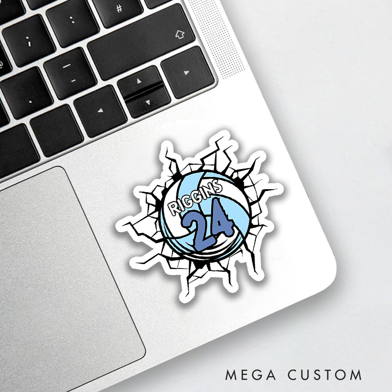 Personalized Volleyball Player Decal Sticker with Custom Your Name and Number