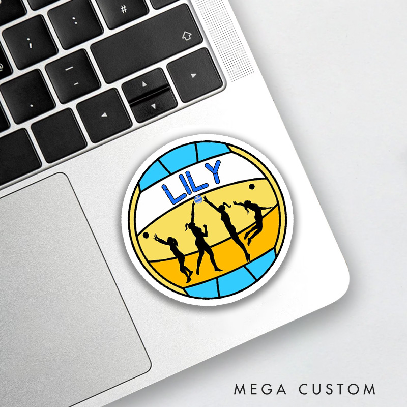 Personalized Volleyball Design Sticker with Custom Player Name for Player Gift