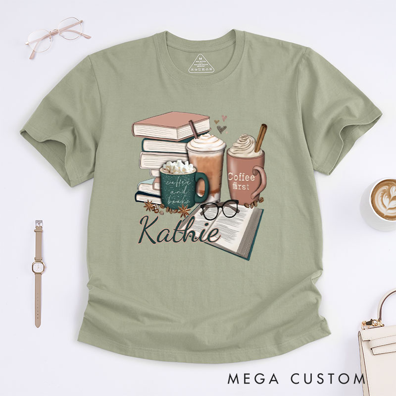 Personalized Coffee and Books Classic T-shirts Librarian Tshirt Book Lover Shirt Bookworm Shirt Reader Shirt Gift for Reading