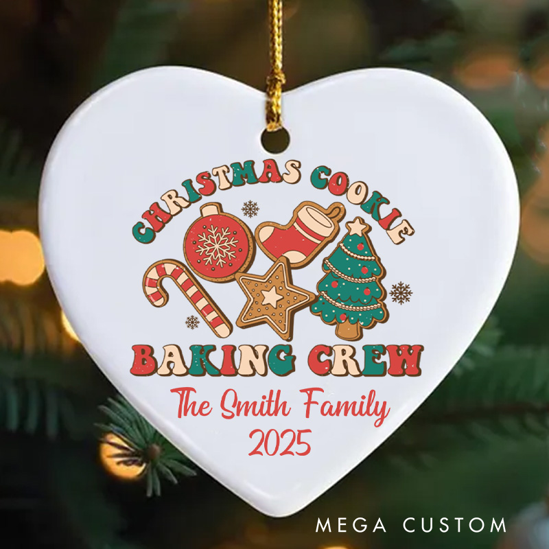 Personalized Cookie Baking Crew Christmas Ornament Ceramic Ornament with Name Xmas Tree Ornament Baker 2025 Christmas Gift Baking Lover Gift