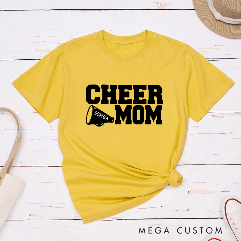 Personalized Cheer Mom T-Shirt with Custom Name