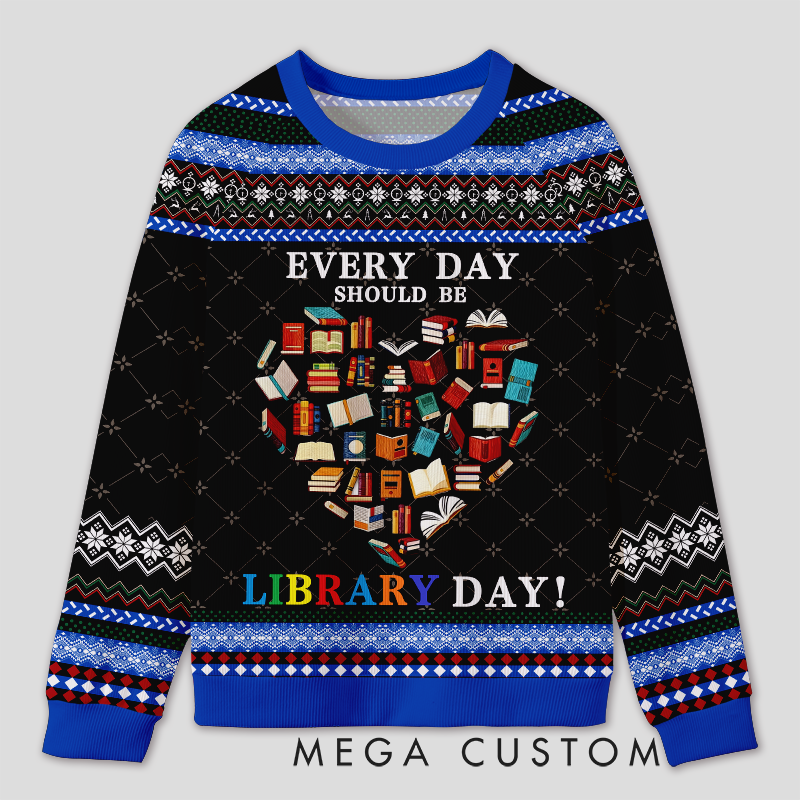 Personalized Library Day Celebration Ugly Sweater Office Holiday Party Gift for Librarians