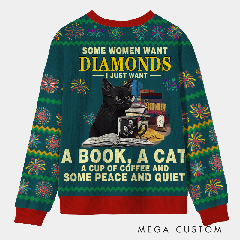 Personalized Book Cat Coffee Ugly Sweater Librarians Tranquil Dream Holiday Gift for Librarians
