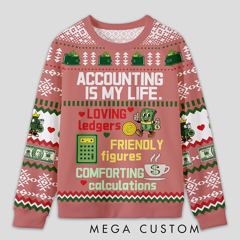 Personalized Accounting Humor Funny Ugly Sweater Office Holiday Party Gift for Finance Pros