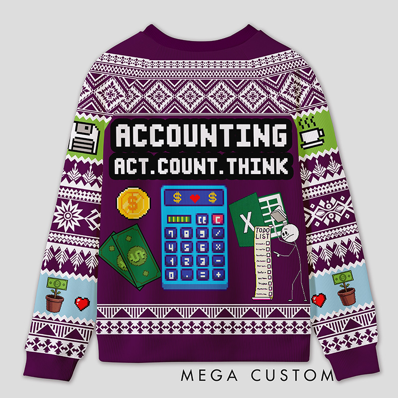 Personalized Math Competition Humor Ugly Sweater Office Holiday Party Gift for Accountants