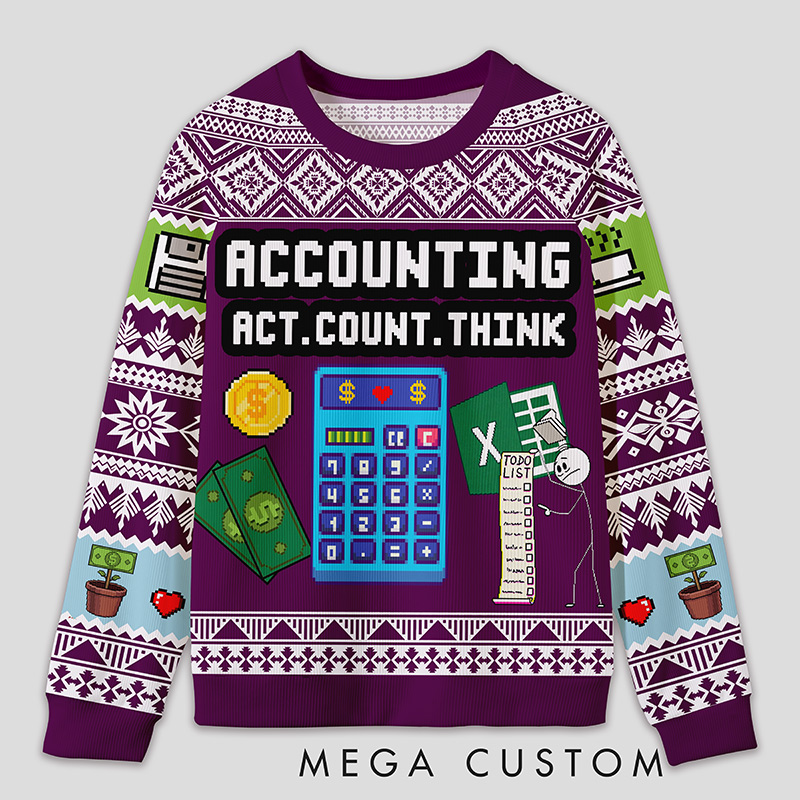 Personalized Math Competition Humor Ugly Sweater Office Holiday Party Gift for Accountants