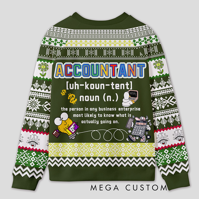 Personalized Energetic Accounting Funny Ugly Sweater Office Holiday Party Gift for Finance Pros