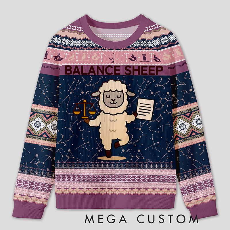 Personalized Enigmatic Sheep Humor Ugly Sweater Office Holiday Party Gift for Accountants
